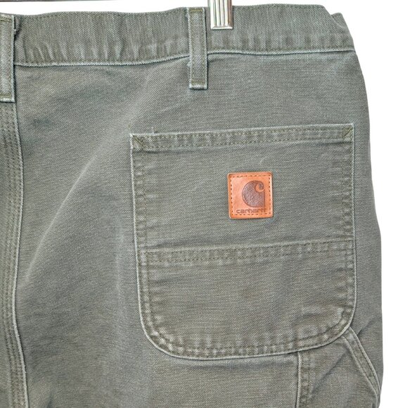 Carhartt Mens 44x30 Carpenter Pants Green B11 MOS Utility Work Dungaree Y2k - Picture 4 of 7